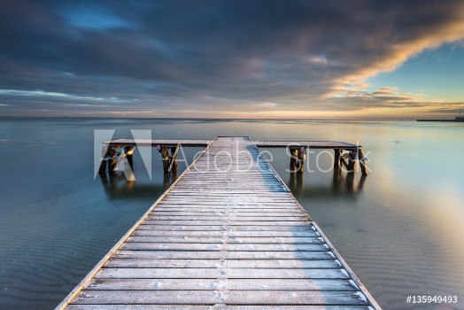 Picture of Early morning at frozen small pier at beach in Sopot Winter landscape in Sopot Poland
